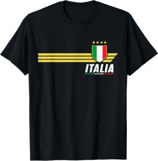 Italia Maillot de Football avec Drapeau de l'Italie Tricolore T-Shirt
